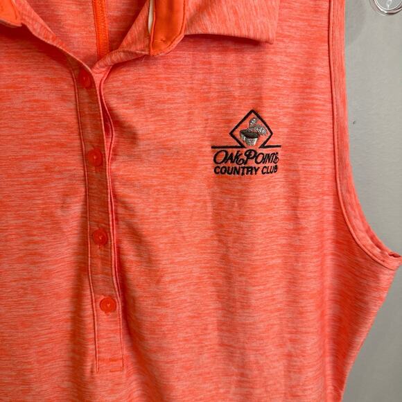 Under Armour Women’s Medium Sleveless Golf Polo Neon Orange Country Club - Picture 2 of 7